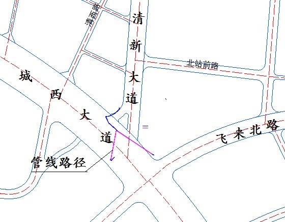 2021年新增自來(lái)水管網(wǎng)安裝工程（清新大道與城西交匯路口DN400-DN500供水管道安裝工程)區(qū)位圖.jpg