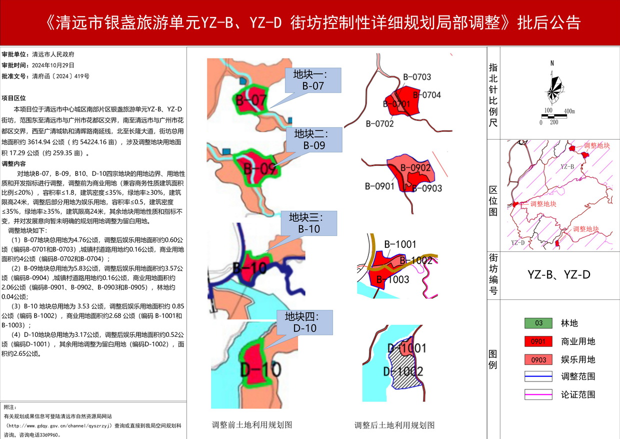 《清遠(yuǎn)市銀盞旅游單元YZ-B、YZ-D 街坊控制性詳細(xì)規(guī)劃局部調(diào)整》批后公告--s.jpg